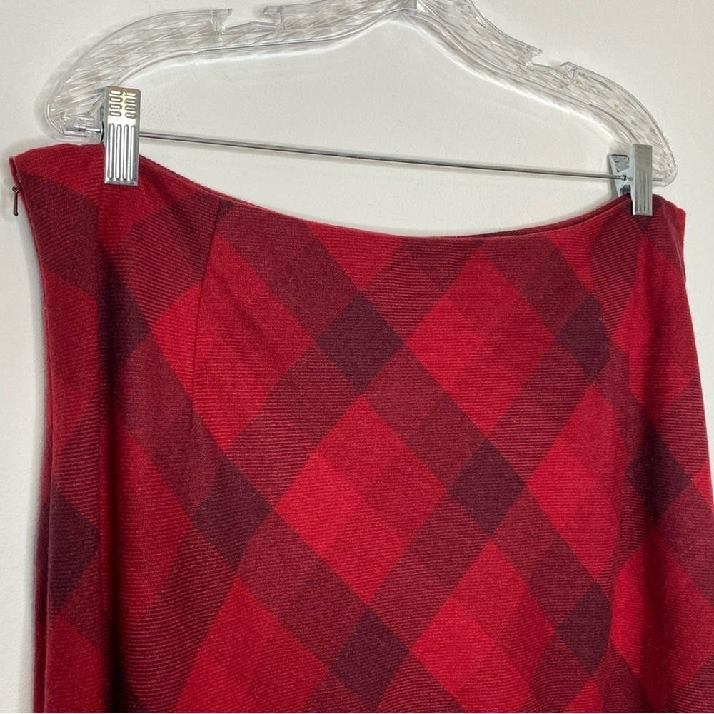 Eddie Bauer Vintage Red Plaid Wool Maxi Skirt - Picture 3 of 10